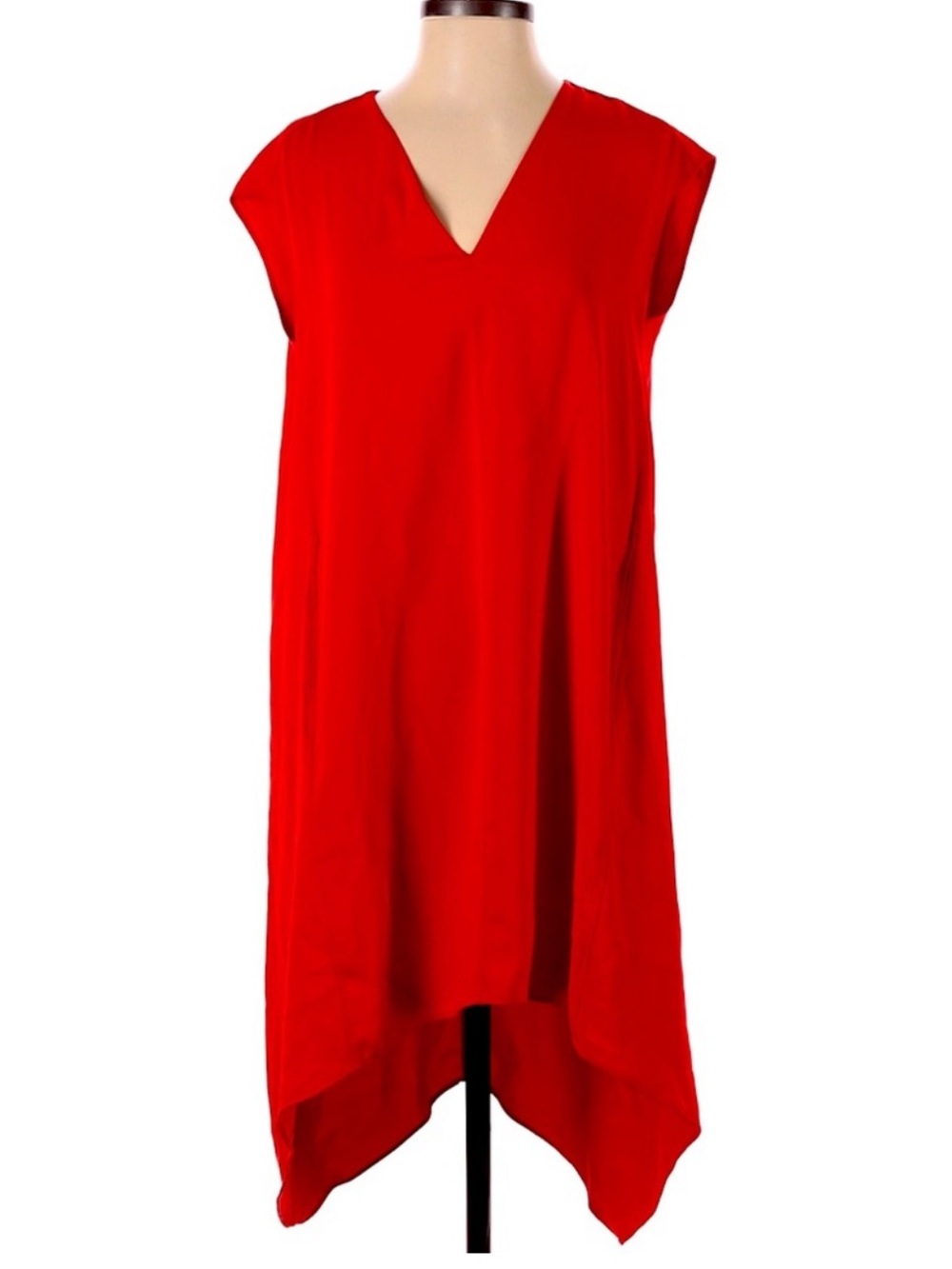 Rachel by Rachel Roy Sleeveless High Low V-Neck Shift Dress, Red, Size M